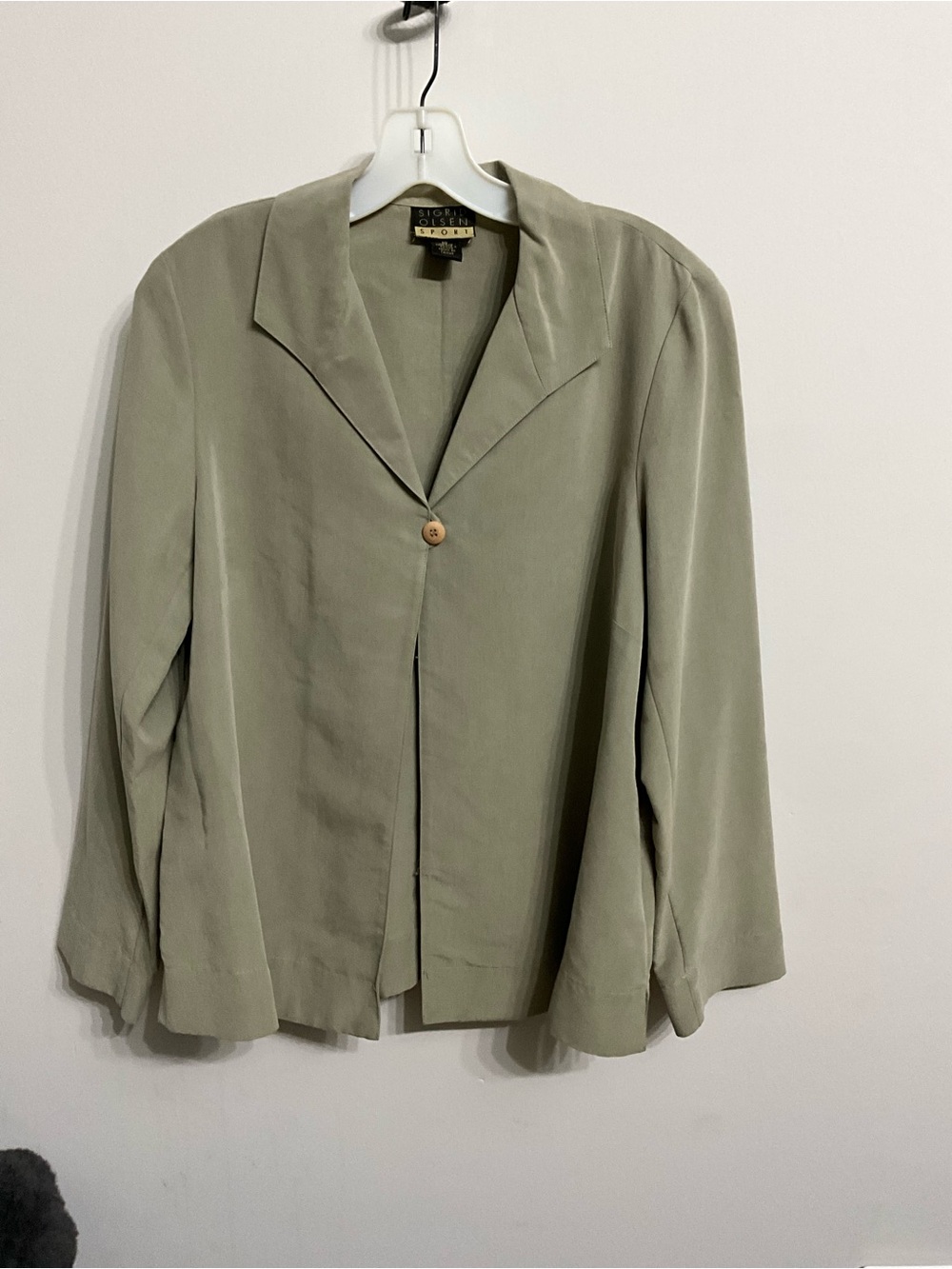 Sigrid Olsen Olive Green Single-Button Blazer